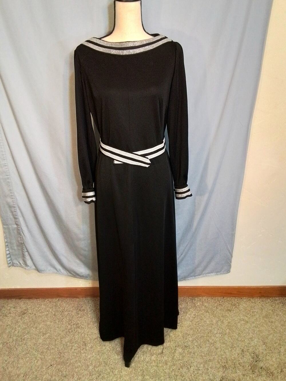 R & K knits Black maxi dress with silver embellishment